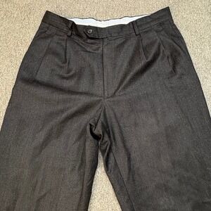 ZIGNONE Wool Cashmere Pleated Dress Pants Men's 34X29 Herringbone Made in Italy